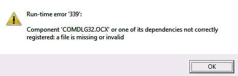 comdlg32.ocx error 339 missing