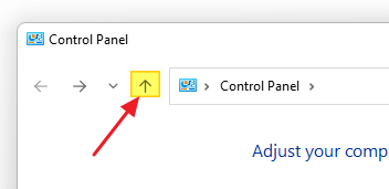 restore ribbon 22h2 - control panel up arrow method