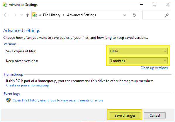 file history not working - element not found error