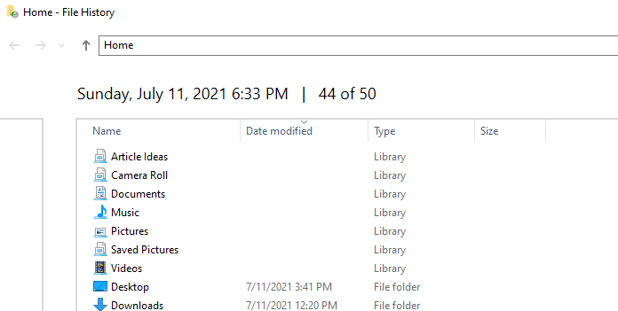 file history not working - element not found error