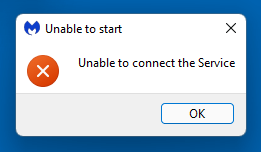 malwarebytes unable to connect to service