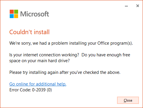 odt setup download error