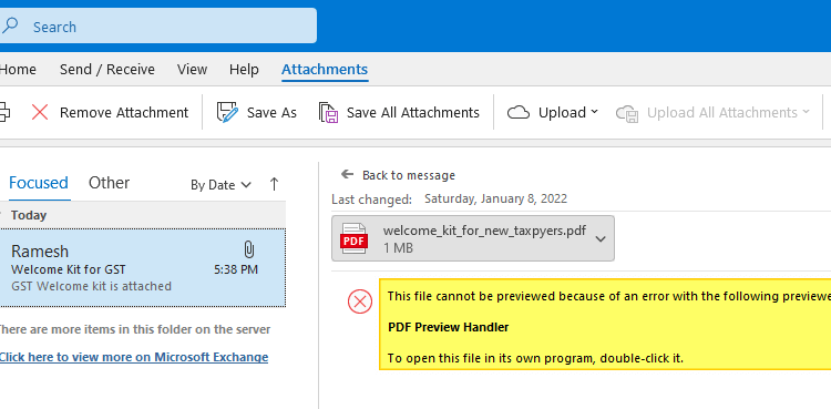 outlook pdf preview not working - preview handlers