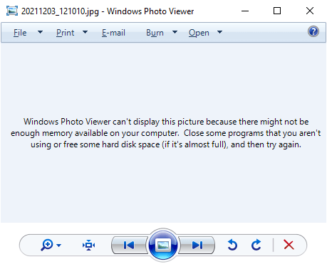 windows photo viewer cannot display image - not enough memory - icc profile metadata