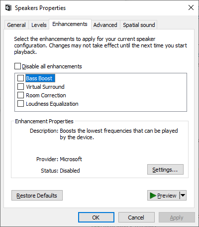 How to Get Back Enhancements Tab (Loudness Equalization) in Speaker Properties »