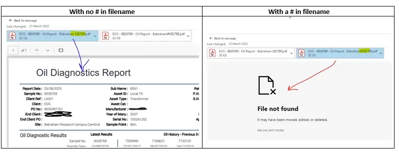 pdf preview shows index of or error file not found - outlook pdf