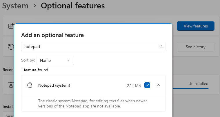 install notepad optional features in windows 11