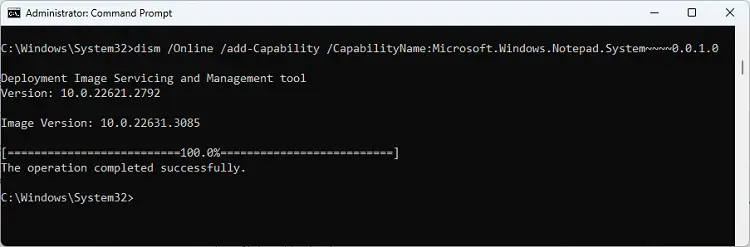 install notepad using dism in windows 11