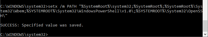 path environment variable - setx command