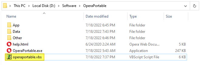 add opera portable to default apps - vbscript