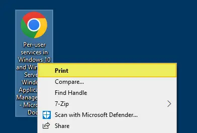 print option is default in .url right-click menu