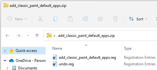 Register Classic Paint with Default Apps in Windows 11