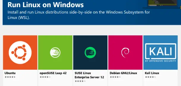 linux distro microsoft store