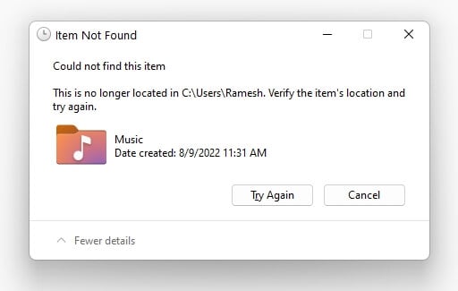 shell folder location unavailable - dropbox