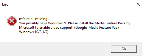 mfplat.dll missing - error