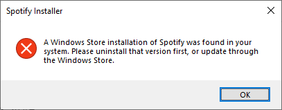 spotify installer error