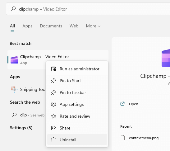 uninstall Clipchamp - Print Pictures dialog opens when double-clicking photos
