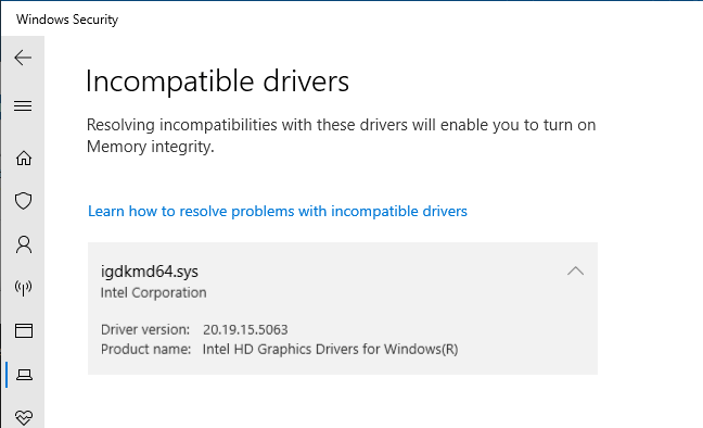 incompatible drivers list without the oem inf number