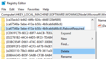 vc redist rebootrequired registry key