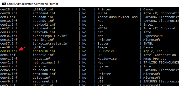 device driver list table dism