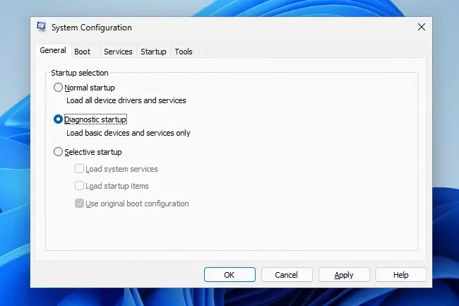 msconfig diagnostic startup - pin sign-in error