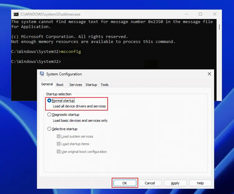 msconfig diagnostic startup - pin sign-in error