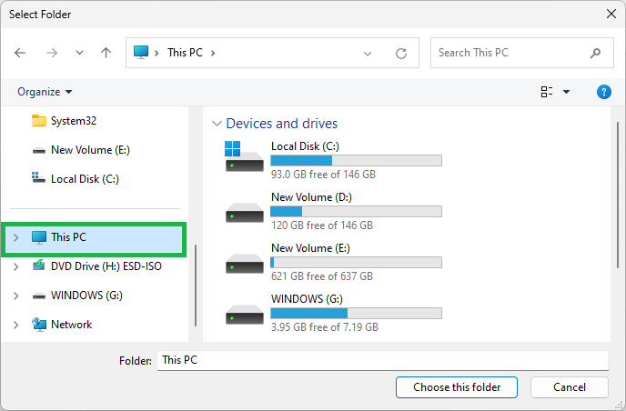 this pc navigation pane