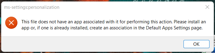 ms-settings: error - reset and reinstall the settings app