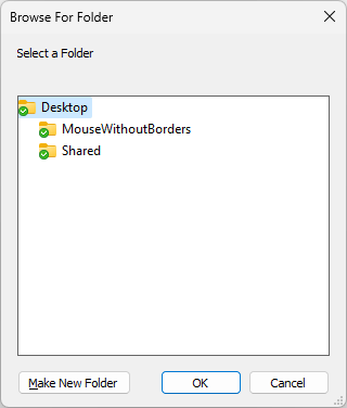 browse for folder shows only desktop