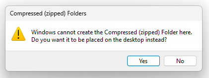 create zip folder on desktop