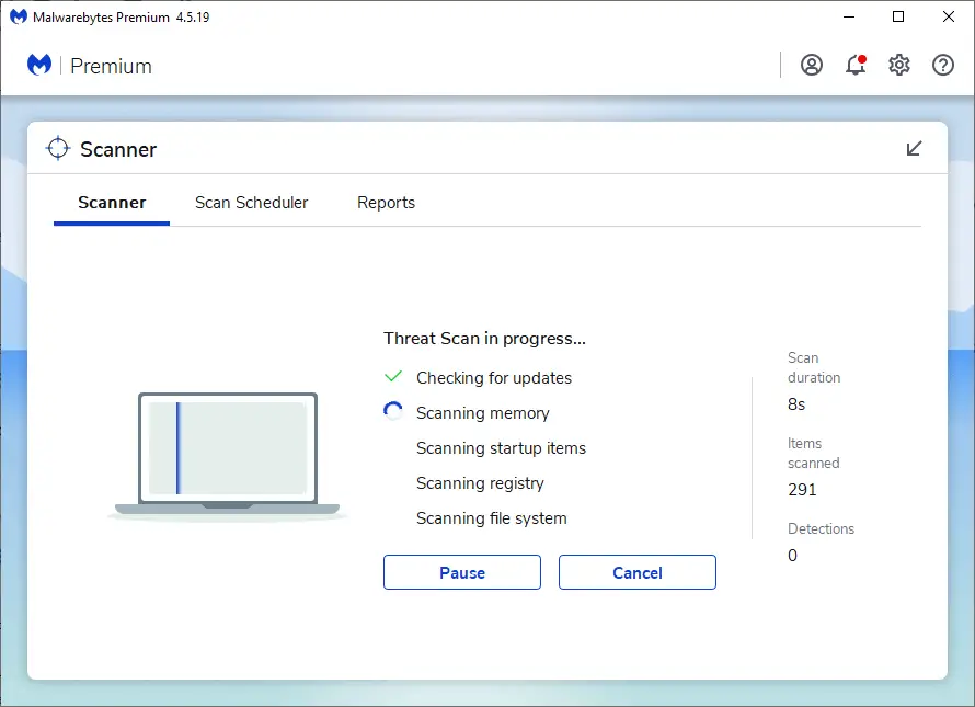 malwarebytes scanner dashboard