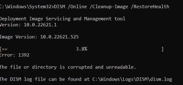 dism error 1392