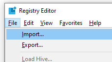 Regedit.exe File Import menu - Registry Editor
