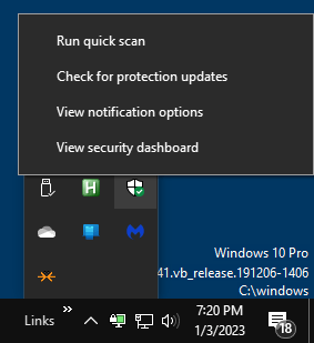 windows security tray icon missing