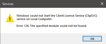 clipsvc error 126