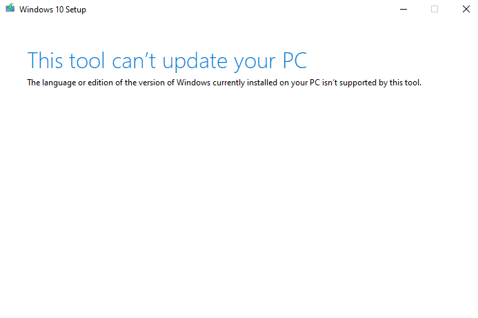 setup error c1900213 - this tool can't update your PC