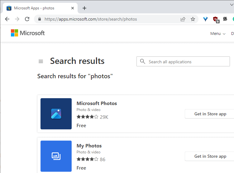 microsoft store portal search