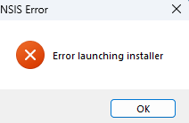 nsis error launching installer
