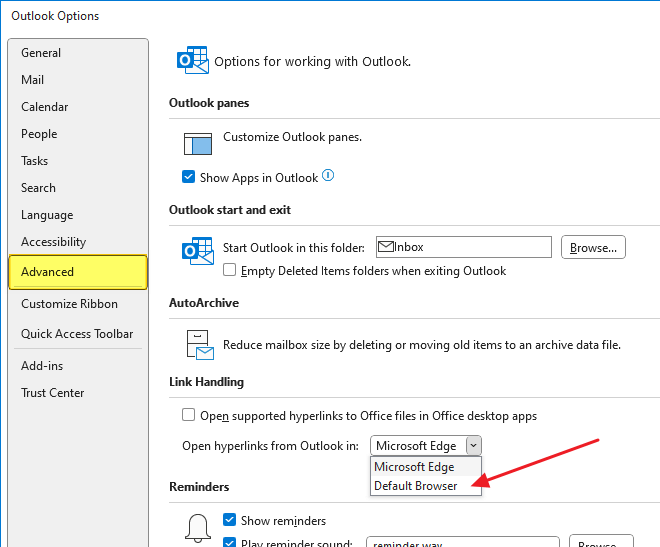 Hyperlinks in Outlook always open in Edge, instead of default browser ...