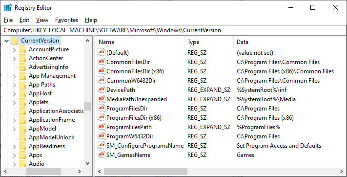 windows update error - programfilesdir change registry