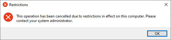 restrictions error disallowrun