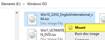 mount iso windows 10 setup