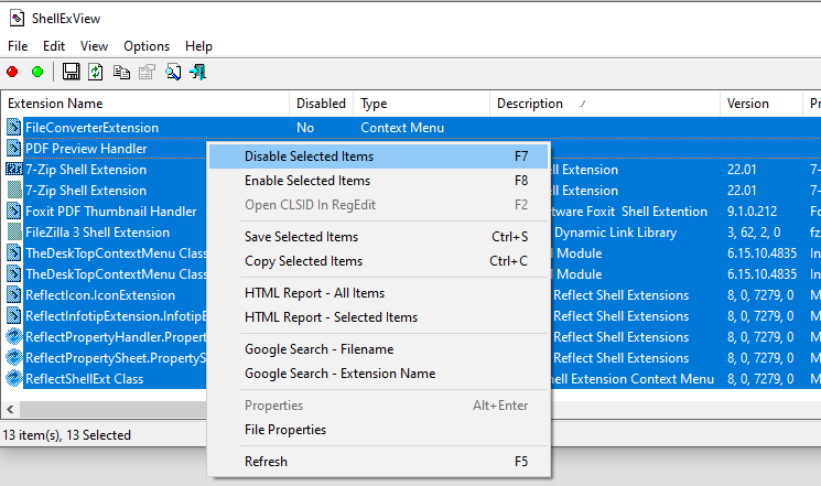 start explorer cleanly - disable non-ms extensions