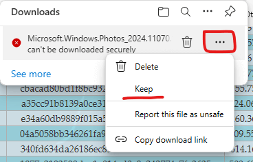 store app offline download not secure warning