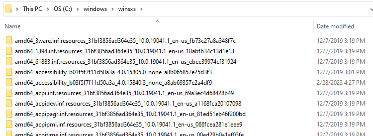 winsxs folder contents