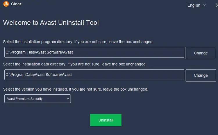 avastclear uninstall tool