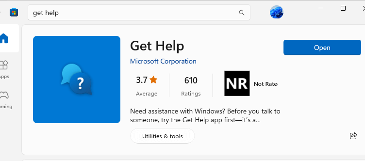 Get Help app