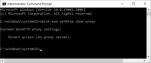 netsh view winhttp proxy