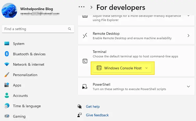 how to set cmd as default terminal in windows 11