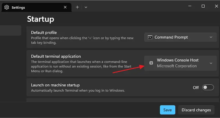 set default terminal settings - Windows Terminal settings